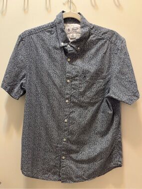 Original Penguin Men's Short-Sleeve Button-Down Shirt - Navy Microprint